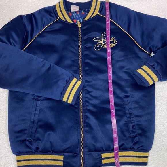 Disney Princess Belle rose Girl's Full Zip satin Bomber Jacket Size L - Picture 4 of 8